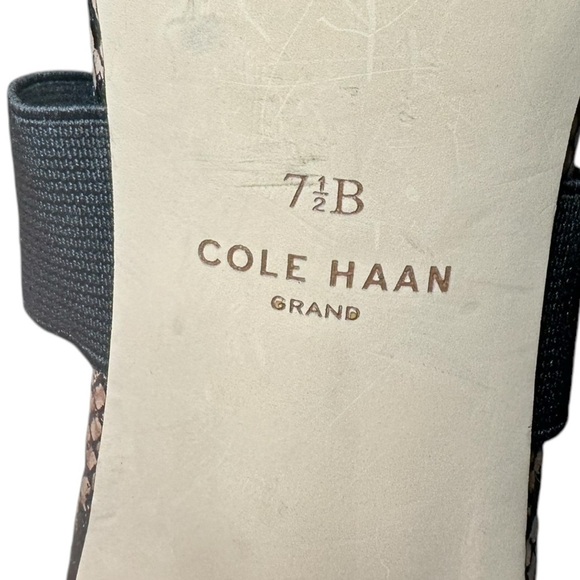 COLE HAAN Grand Series Snakeskin Heels Criss Cross Straps, in Brown - Size 7.5 - Picture 7 of 7